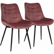Happy Garden - Lot de 2 chaises en velours louise roses