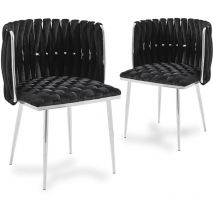 Deco In Paris - polo - Lot de 2 chaises en velours noir pieds en métal argenté polo