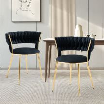 Wishdor - Lot de 2 Chaises en Velours. Structure en Métal. Noir