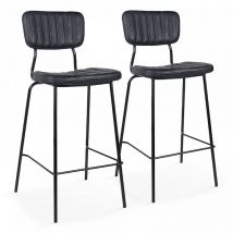 Oviala - Lot de 2 chaises hautes en textile enduit noir