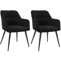 Vente-unique - Lot de 2 chaises avec accoudoirs en tissu et métal - Noir - heka