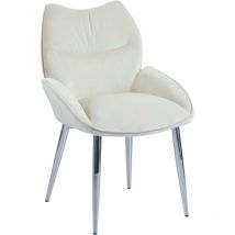 Homy France - Lot de 2 Chaises loha pied Métal Chrome Beige