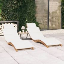 Maison Chic - Lot de 2 Chaises longues Bain de soleil Transat avec coussins Bois massif de teck 59971