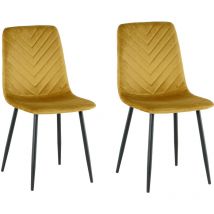 Casa Baoli - Lot de 2 chaises markus tissu velours jaune pieds métal