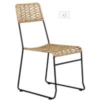 Beau Rivage - Lot de 2 chaises massa en résine tressée coloris naturel