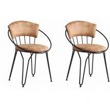 Cotecosy - Chaise en métal et velours Istambul (Lot de 2)