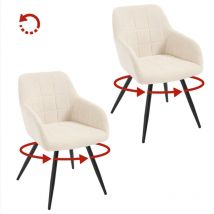 Lot de 2 Chaises Pivotante Salle à Manger Woltu Fauteuil Salle à Manger en Velours, Pieds en Métal, Beige