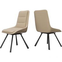 Lot de 2 Chaises Pivotantes Salle à manger: Chaise de Bureau Pivotant en Cuir Chaise Salon à rotatif 360° Scandinave Rembourré sans Accoudoirs