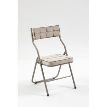 Lot de 2 Chaises pliantes avec coussin en velours rembourrée et cadre en acier, kaki