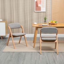 Lot de 2 chaises pliantes en bois, Chaises de salle à manger avec assise rembourrée, housse amovible, adaptées pour salon, cuisine, bureau, mariage,