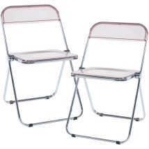 [en.casa] - Lot de 2 chaises pliantes Pornainen 74 x 46 x 47 cm rose transparent