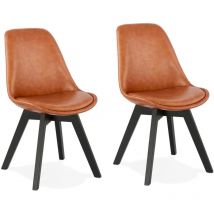 M&s - Lot de 2 chaises repas en pu camel et pieds noirs - sarah