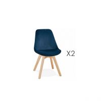 M&s - Lot de 2 chaises repas en tissu bleu et pieds naturels - sarah