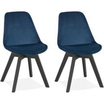 M&s - Lot de 2 chaises repas en tissu bleu et pieds noirs - sarah