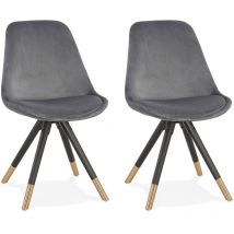 M&s - Lot de 2 chaises repas en tissu gris et pieds noirs - kraft