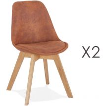M&s - Lot de 2 chaises repas en tissu marron et pieds naturels - sarah