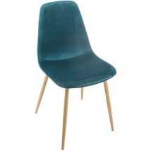 Atmosphera Créateur D'intérieur - Chaise Roka velours bleu canard