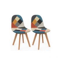 Idmarket - Lot de 2 chaises scandinaves sara motifs patchworks multi-couleurs
