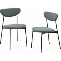 Lot de 2 chaises - Arty - scandinaves et vintage. assise et dossier vert. pieds en acier
