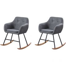 Hobag - lot de 2 chaises scandinaves - à bascules -pieds en bois massif design salle a manger salon - gris foncé