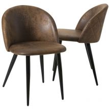 Made In Meubles - Chaise marron chocolat Jasmine (lot de 2)
