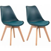 Happy Garden - Lot de 2 chaises scandinaves nora bleues avec coussin