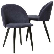Made In Meubles - Chaise en tissu bleu marine et métal Jasmine (lot de 2)
