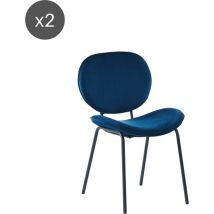Baïta - Lot de 2 chaises sheila velours bleu pieds métal noir