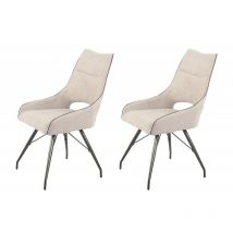 Meubletmoi - Lot de 2 chaises tissu beige et pieds métal - anaïs