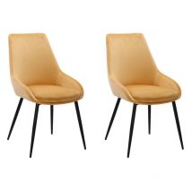 Meubletmoi - Lot de 2 chaises en velours jaune pieds en métal noir - jazzy