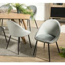 Macabane - augustin - Lot de 2 chaises velours vert jade pieds métal noir