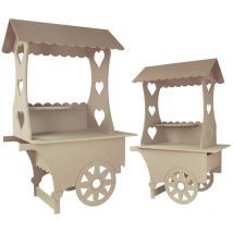 KuKoo Lot de 2 Chariots Présentoirs de Friandises, Porte Bonbons et Cadeaux d'Invités de Mariage, Stand à Friandises pour les Fêtes d'Anniversaire et