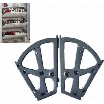 Arnault - Lot de 2 charnières pour armoire à chaussures en acier inoxydable avec cadre rabattable et étagère de rangement à chaussures - Noir