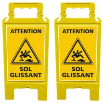 Signaletique.biz France - Lot de 2 chevalets attention sol glissant , 2 balises de signalisation surface glissante (WPSG680I.X2)