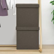 Bonnevie - Lot de 2 Coffres de Rangement pliables - Tabourets avec Espace de Rangement Marron Faux lin BV696806