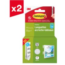 Lot De 2 Command Languettes Accroche Tableaux, Petites, Blanches, 12 X 2 Languettes