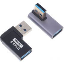 Lot de 2 connecteurs usb coudés à 90 degrés, adaptateur usb 3.0 mâle vers femelle