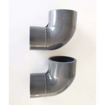 Interplast - Lot de 2 Coudes pvc Pression 90° Male Femelle / 63mm intérieur vers 63mm extérieur intérieur PN16 / Piscine et arrosage