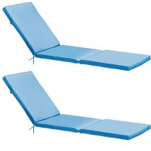 Solys - Lot de 2 coussins bain de soleil polyester bleu 186 x 53 x 5 cm