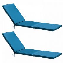 Solys - Lot 2 coussins bain de soleil polyester bleu 186 x 53 x 5 cm