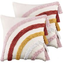 Beliani - Lot de 2 Coussins Décoratifs en Coton 45 x 45 cm Motif Arc-en-Ciel Multicolore Rainstar