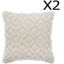 Lot de 2 Coussins macramé en coton - l. 40 x l. 40 cm Pegane