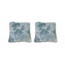 Lot 2 coussins faux poils de lapin bleu douceur intense - Calinou