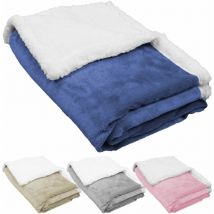 Monsieur Bébé - Lot de 2 couvertures, plaids polaires pour enfant 75 x 100 cm en flanelle et sherpa ultra doux - Bleu