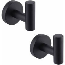 Lot de 2 Crochet mural porte-serviettes de salle de bain crochet crochets en acier inoxydable noir mat porte-serviettes stockage