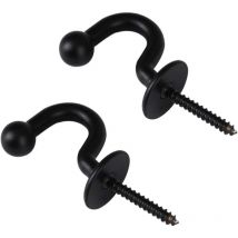 Lot de 2 crochets de rideaux décoratifs en métal pour manteaux, sacs et rideaux (noir)