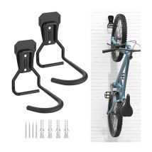 Lot de 2 Crochets Vélo, Supports de Cintre de Vélo en Fer, Support Mural de Rangement pour Vélos Robuste en Forme de L, Support Vertical de Vélo
