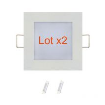Horoz Electric - Lot de 2 dalles led extra plates carré blanc 3W (Eq. 24W) 6400K Dim 90x90mm