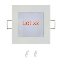 Horoz Electric - Lot de 2 dalles led extra plates carré blanc 6W (Eq. 48W) 4200K Dim 120x120mm