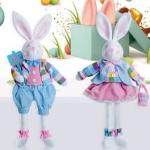 Lot de 2 décorations lapin de Pâques Poupée mignonne Cadeau d'anniversaire de Pâques pour garçons et filles Décoration de la maison pour Pâques et